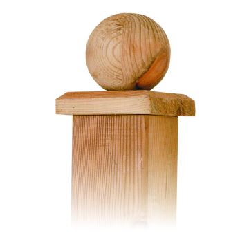 Paalornament hout bol paalkap voor tuinpaal 80mm