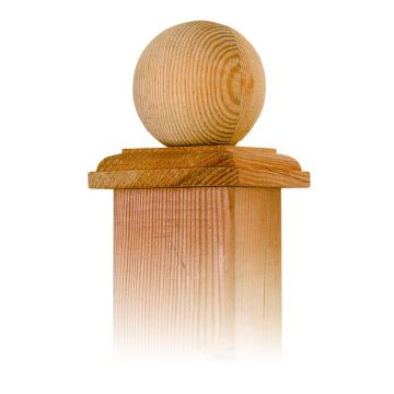 Paalornament hout bol paalkap voor tuinpaal 100mm