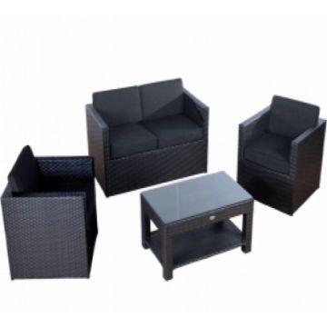 Loungeset tuinset wickerset Ambiente zwart