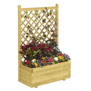 Houten plantenbak bloembak met trellis