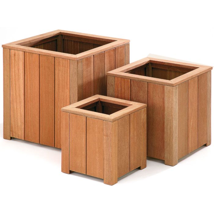 Jardiniere bois dur carré ensemble