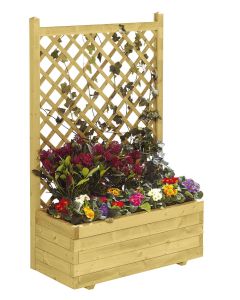 Houten plantenbak bloembak met trellis